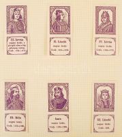 cca 1910 Magyar királyok Szent Istvántól - Ferenc Józsefig. 53 db reklámbélyeg. Komplett sorozat ber...
