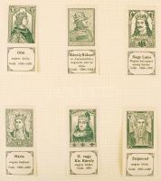 cca 1910 Magyar királyok Szent Istvántól - Ferenc Józsefig. 53 db reklámbélyeg. Komplett sorozat ber...