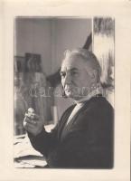 cca 1970 Tóth István: M. Tóth István (1922-2006) festőművész portréja, feliratozva, 24x18 cm
