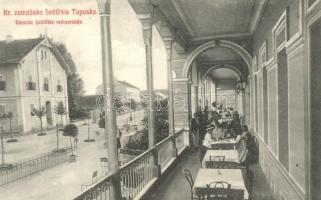 Topusko, Kr. zemaljsko ljeciliste, veranda restauracije; naklada Rosenberg i Vurdelja / spa restaurant