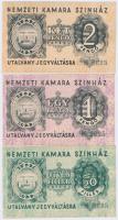1937. 50f + 1P + 2P "Nemzeti Kamara Színház" utalvány T:I,I- Hungary 1937. 50 Fillér + 1 Pengő + 2 Pengő "National Studio Theatre" bond C:UNC,AU