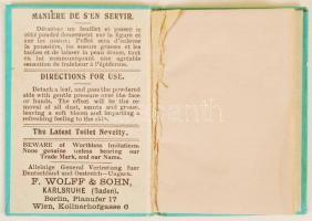 cca 1903-1930 "Lehcaresor" Papier Poudré púderpapír használati utasítással