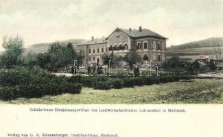 Medgyes, Mediasch; Schülerheim, Direktionspavillon der landwirtschaftlichen Lehranstalt; Verlag von G. A. Reissenberger / agricultural school