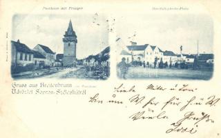 Fertőszéleskút, Sopronszéleskút, Breitenbrunn am Neusiedlersee; Posthaus mit Pranger, Dreifaitigkeits-Platz / trinity square