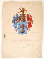 1938 A szombathelyi Bertalanffy család címerének hivatalos igazolása, kézzel festett címerrel