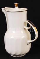 Hollóházi mokkás készlet, jelzett, apró lepattanás a cukortartón