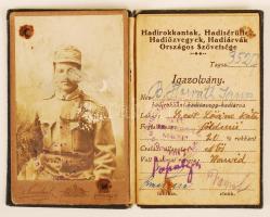 1920 Fényképes hadirokkant igazolvány