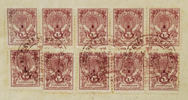 1913 Kolozsvár városi okmánybélyeg 10 x 1K okmányon