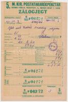 1944. "Magyar Királyi Postatakarékpénztár 5. számú fiókja" zálogjegye 60P-ről pecsétekkel T:III