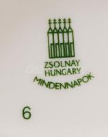 Zsolnay tulipános étkészlet, jelzett, matricás, hibátlan, összesen: