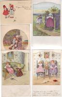 4 db Pauli Ebner képeslap + 1 üdvözlőkártya / 4 Stk. Pauli Ebner AK + 1 Glückwunschkarte