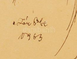 Szász Endre (1927-2003): Kopasz férfi. Tus, papír, jelzett, 17×11 cm