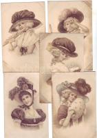 46 db szép nők érdekes kalapokban / Schöne Damin und interess. Hüte, 46 Stk