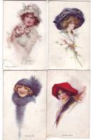 46 db szép nők érdekes kalapokban / Schöne Damin und interess. Hüte, 46 Stk