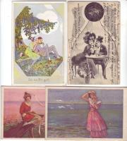 21 db szép nők, mind szignós művészlap / Schöne Damen, 21 Stk signierte Künstlerkarten