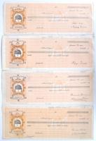 Budapest ~1930-1940. 4db kitöltetlen váltó, mindegyik hátoldalán felülnyomott bélyeg T:III