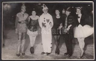 1936. február 25. Pobuda Alfréd (1876 - 1942): Budapest, jégzáró jelmezes felvonulás, fotólap feliratozva, 8x13 cm