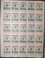 Debreceni hadi kiállítás levélzáró 25-ös teljes ívben / Kriegsaustellung Debrecen, Vignette in kompl. Bogen zu 25 Marken