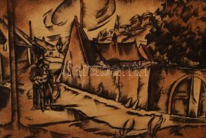 Gergely Imre (1868-1957): "Tabán" Holdvilág utca. Vegyes technika, papír, jelzett, üvegeze...