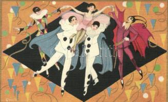 Ballet dancers, Italian art postcard; Ballerini & Fratini 256 s: Chiostri