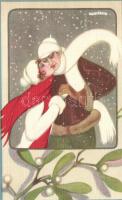 Winter, Italian art postcard; Ballerini & Fratini 253 s: Chiostri