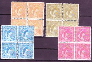 Erzsébet királyné - Viribus Unitis 4 klf levélzáró négyestömb / Kaiserin Elisabeth - Viribus Unitis 4 versch. Vignettenviererblocks