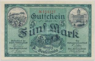 Német Birodalom / Weimari Köztársaság / Greiz und Zeulenroda 1918. 5M T:III Germany / Weimar Republic / Greiz und Zeulenroda 1918. 5 Mark C:F
