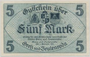 Német Birodalom / Weimari Köztársaság / Greiz und Zeulenroda 1918. 5M T:III
Germany / Weimar Republi...