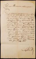 1813 József nádor (1776-1847) saját kezzzel aláírt hivatalos levele ép viaszpecséttel / 1813 Ex offo...