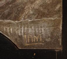 Lányi Dezső (1879-1951): II Rákóczi Ferenc. Ón falikép, jelzett, fa keretben, 43×30 cm