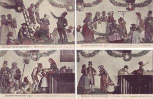 10 db dán nemzeti viseletek / Serie von dänischer Trachten-AK, 10 Stk