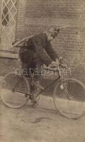 Soldier on bicycle, photo