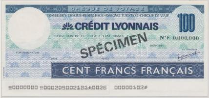 Franciaország DN "Credit Lyonnais" 100Fr "SPECIMEN" utazási csekk T:I France ND "Credit Lyonnais" 100 Francs "SPECIMEN" travellers cheque C:UNC