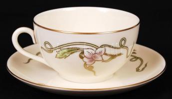 Zsolnay tavasz mintás teás készlet, kézzel festett, jelzett, hibátlan, eredeti dobozában
