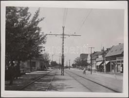 cca 1930 Mátyásföld felső megálló HÉV állomás üzletekkel, Barasits jelzett fotó 12x9 cm