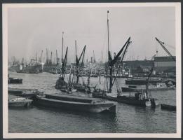 cca 1950 London forgalmas kikötője, angolul feliratozva, 15x20 cm