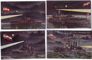 1915. Osztrák-magyar hadihajók, 20 db-os kis gyűjtemény, közte hajó és cenzúrabélyegzők / Kriegsmarine Österreich-Ungarn, 20 versch. Kriegsschiffe-Karten, dabei einige mit Marinefeldpost