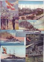 1915. Osztrák-magyar hadihajók, 20 db-os kis gyűjtemény, közte hajó és cenzúrabélyegzők / Kriegsmari...