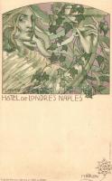 L'Amitié; Hotel de Londres, Naples / Art Nouveau hotel advertisement s: Mataloni