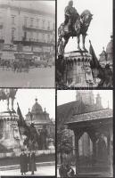 cca 1930-1940 Kolozsvári városképek és életképek lóvasúttal, autóval, székely emlékművel , 7 db fotó, 9x10 és 9x14 cm