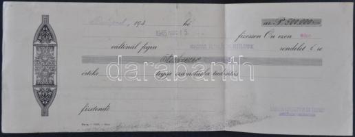 Budapest 1945. "Magyar Általános Hitelbank" váltó 500.000 aranypengőről "Szegedi Leme...