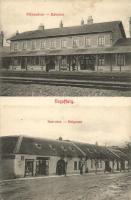 Vágújhely, vasútállomás, Ima utca, kiadja Steinmann Jakab 'Hungaria' / railway station, street (EK)