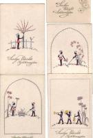 Gyerekek, 13 db, több szignós / Kinder, 13 Stk, einige signiert