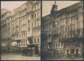 cca 1910 Bécs, Máriahilferstrasse egy régi, éppen arra haladó autóval, 2 db fotó 19x13 cm