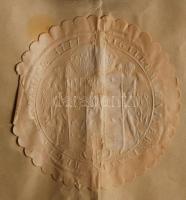 1923 A Pázmány Péter Tudományegyetem díszes jogi doktori kinevezési oklevele, rányomott szárazpecsét...