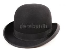 cca 1910 Kolozsvár, Sándor Ágoston kalaposmester által készített, jelzett keménykalap kiváló állapotban / Vintage hat