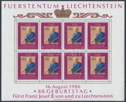 80th birth anniversary of Franz Joseph II. mini sheet, 80 éve született II. Ferenc József kisív