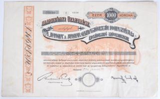 Budapest 1920. "A HANGYA A Magyar Gazdaszövetség Fogyasztási és Értékesítő Szövetkezete" Alapítványi üzletrész 1000K-ról, szárazpecséttel T:III