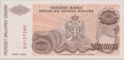 Horvátország/Krajna Szerb Köztársaság 1993. 50.000.000.000D T:I Croatia/Republic of Serbian Krajina 50.000.000.000 Dinara C:UNC Krause R29