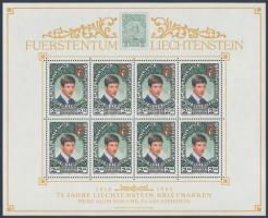 75th anniversary of Liechtenstein stamp minisheet, 75 éves a liechtensteini bélyeg kisív